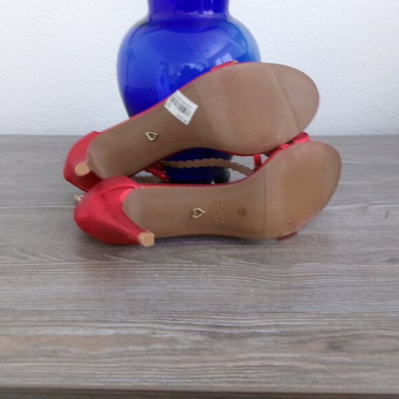 New Thalia Sodi Red Metallic Beaded Strappy DARRLA High Heels Open Toe 11 - Picture 13 of 16